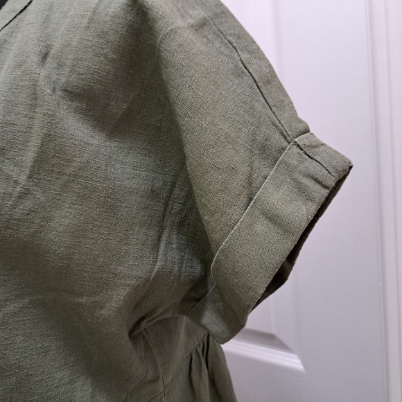 NWT Briggs New York Green Linen Dress Small V-neck Short Sleeved - Picture 13 of 16
